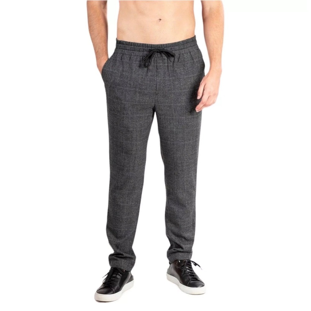 Natori Men XL Charcoal‎ Dogen Glen Plaid Casual Lounge Pants Quiet Luxury Nordic